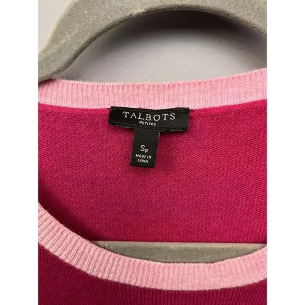 Talbots Sweater Womens Small Petite Angora Blend Zipper accents Pink‎ Orange
